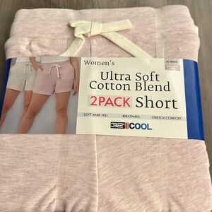 32 Degrees Women's Ultra Soft Cotton Blend Shorts - Pink and White